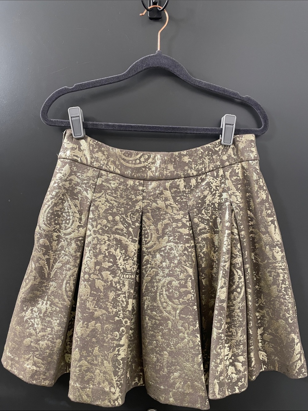 mark. Tan & Gold Paisley Skater Skirt